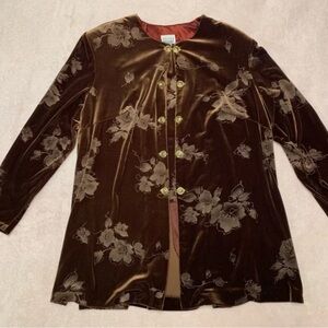 R&M Richards Brown Floral Velvet Jacket